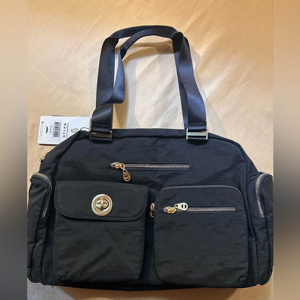 Baggallini Black VENICE LAPTOP Tote with Gold Accents